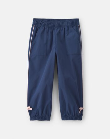 Toddler Girl Bow-Cuff Poplin Joggers - Navy Blue, 