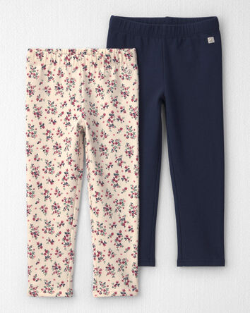 Toddler Girl 2-Pack Recycled Fleece Bottoms Made with Organic Cotton, 