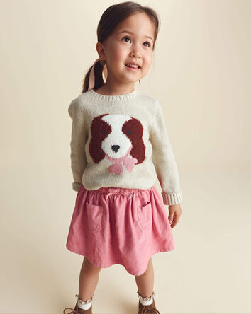 Toddler Girl Dog Sweater - Brown, 