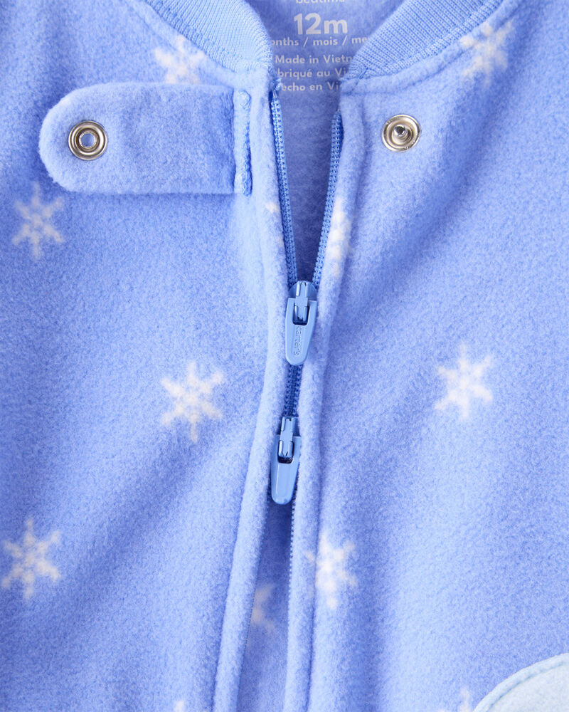 Baby Girl Penguin Print Fleece Long-Sleeve Loose Fit 1-Piece pyjamas - Blue, image 3 of 5 slides