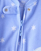 Baby Girl Penguin Print Fleece Long-Sleeve Loose Fit 1-Piece pyjamas - Blue, image 3 of 5 slides
