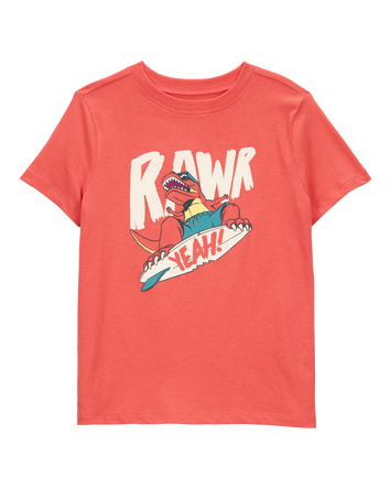 Kid Dinosaur Skateboard Graphic Tee, 