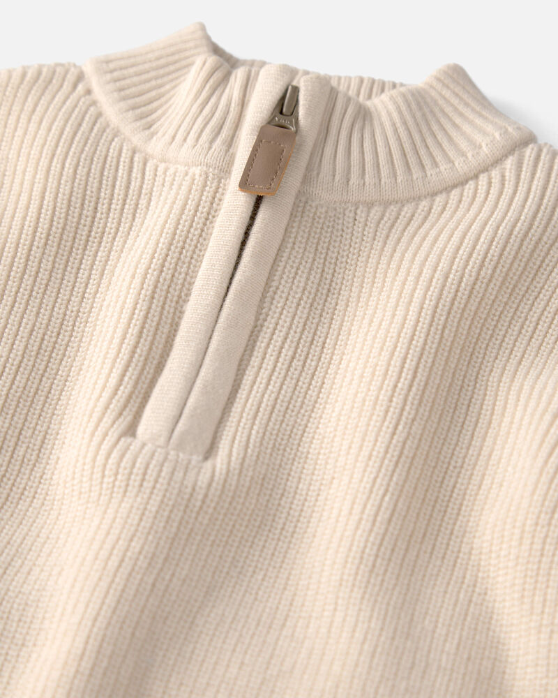 Toddler Boy Organic Cotton Zip-Up Jacket in Cream, image 2 of 4 slides