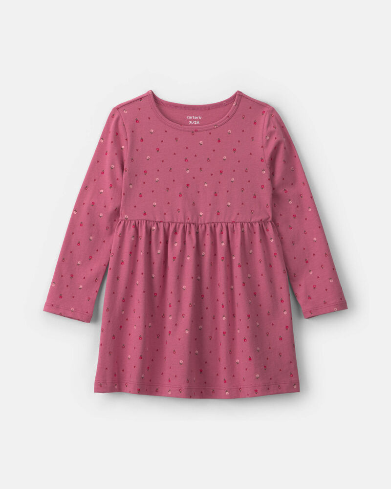 Toddler Girl Polka Dot Long-Sleeve Dress - Pink, image 1 of 4 slides