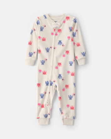 Toddler Girl 1-Piece Monster DreamPlush Snug Fit Pyjama - Cream, 
