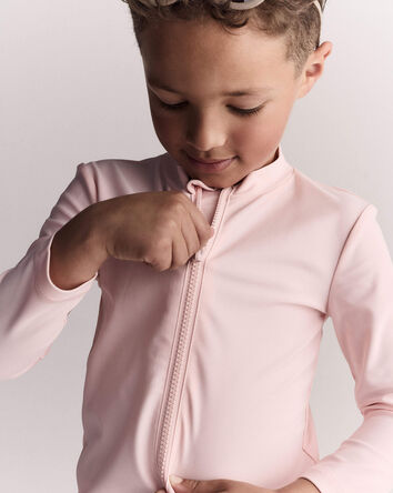 Toddler Full-Zip Long-Sleeve Rashguard - Blush, 