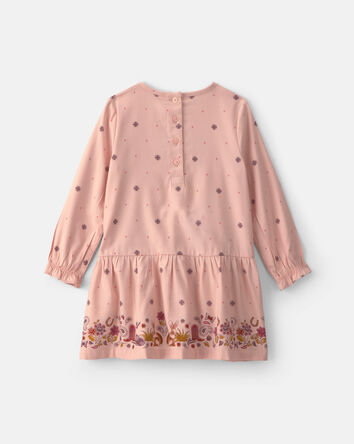 Baby Girl Floral Twill Long-Sleeve Dress - Pink, 