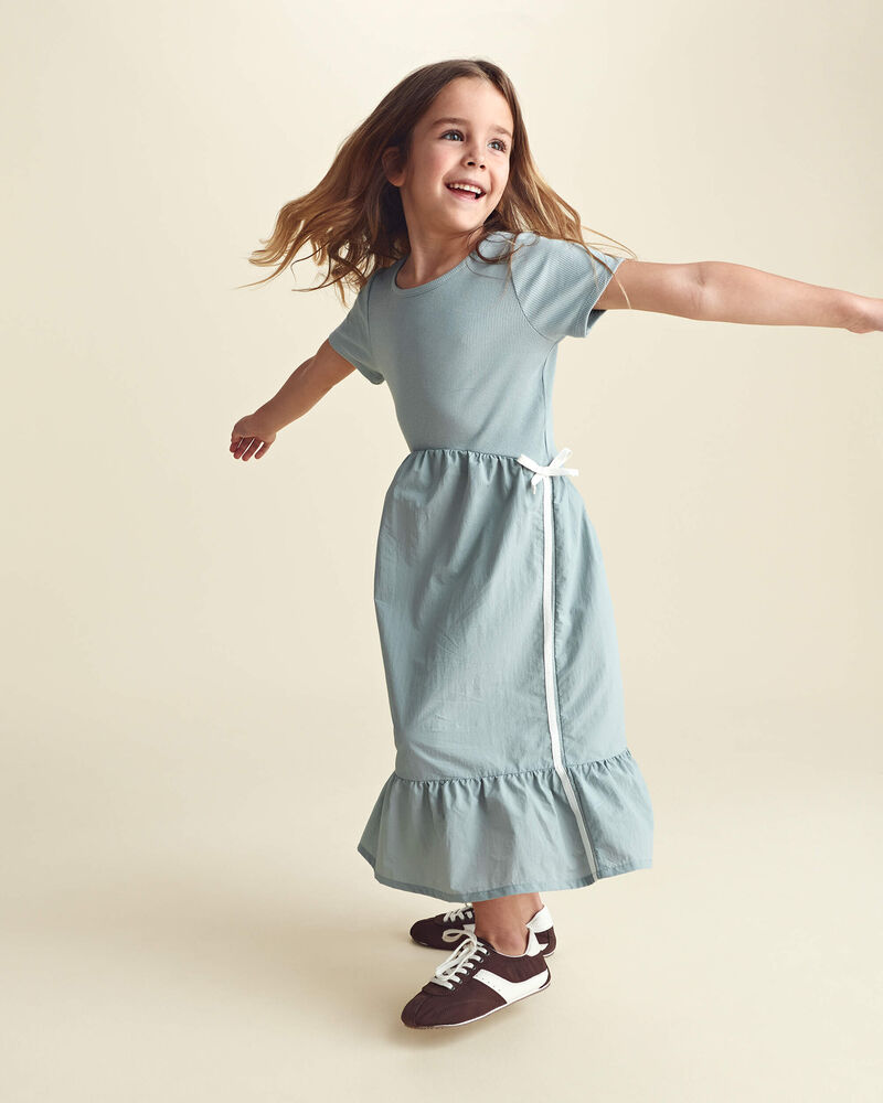 Filles - Robe mi-longue &agrave; n&oelig;ud - Bleu, image 3 sur 6 diapositives