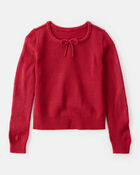 Girls Bow Long-Sleeve Sweater - Red, image 1 of 3 slides
