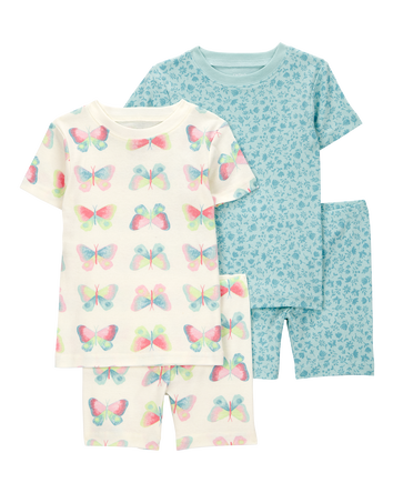 Toddler Butterfly Print Snug Fit Cotton 4-Piece Pyjamas, 