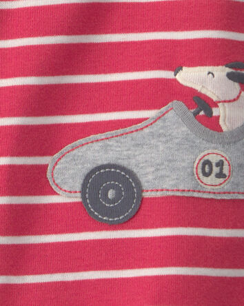 Baby Boy Race Car Striped Romper - Red, 