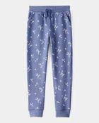 Girls Heart Print Pull-On Fleece Joggers - Blue, image 1 of 4 slides