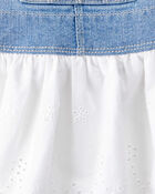Baby Girl Eyelet Denim Jumper Dress, image 3 of 5 slides