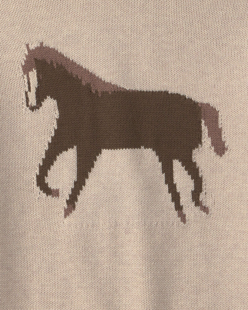 Jeune - Chandail en tricot de coton biologique &agrave; motif cheval, image 3 sur 3 diapositives
