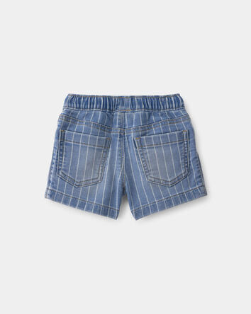 Baby Boy Striped Denim Drawstring Shorts - Medium Blue, 