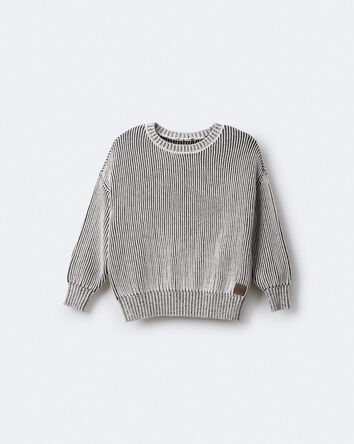 Toddler Striped Pullover Sweater - Black/White, 