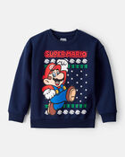 Boys Nintendo Super Mario Long-Sleeve Pullover Sweatshirt - Blue, image 1 of 2 slides