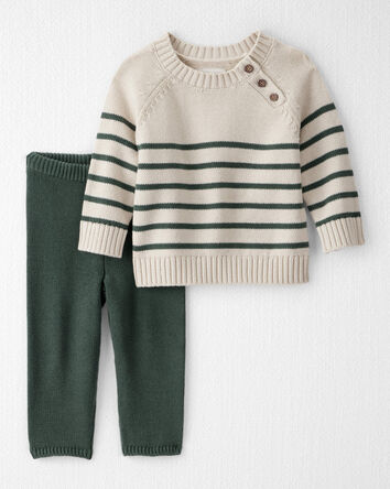 Baby 2-Piece Organic Cotton Sweater Knit Set in Stripes, 