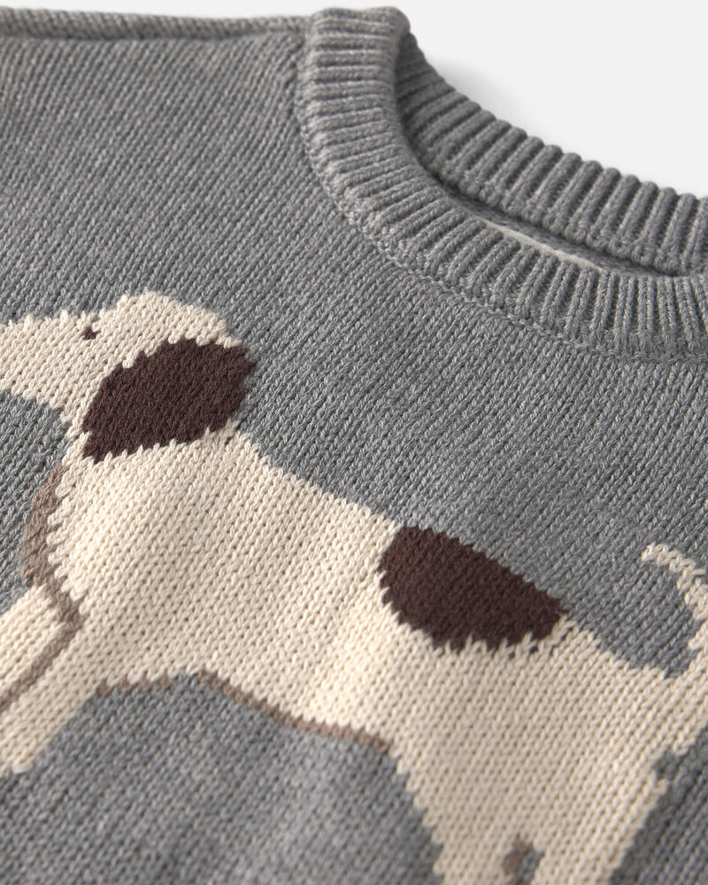 Toddler Organic Cotton Dog Sweater Knit Pullover, image 3 of 5 slides