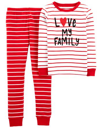 Pyjama 2 pièces en coton ajusté à imprimé de la Saint-Valentin pour adultes, 