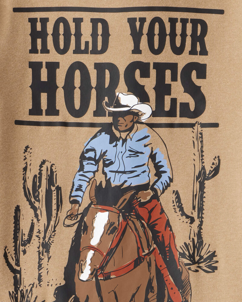 Boys Western Print 100% Cotton Long-Sleeve Snug Fit 4-Piece Pyjamas - Brown, image 2 of 4 slides