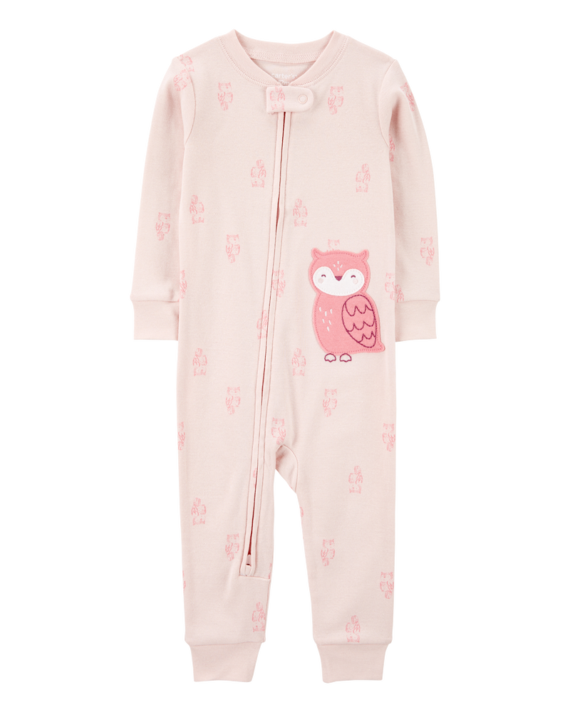 Toddler Girl 1-Piece Owl Print 100% Snug Fit Cotton Footless Pyjamas, image 1 of 4 slides