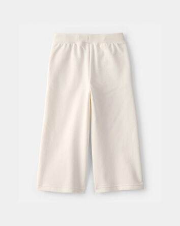 Tout-petit fille - Pantalon de sport &agrave; jambe large en jersey bouclette - Ivoire, 