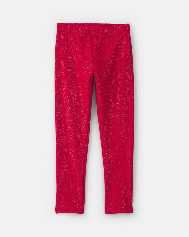 Filles - Legging extensible en molleton &agrave; brillant &ndash; Rouge, image 1 sur 4 diapositives