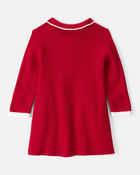 Baby Girl Cotton Long-Sleeve Occasion Dress - Red, image 2 of 5 slides