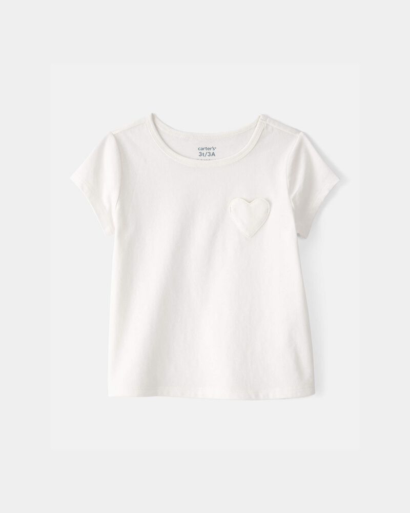 Tout-petit fille - Haut &agrave; poche en c&oelig;ur - Ivoire, image 1 sur 2 diapositives