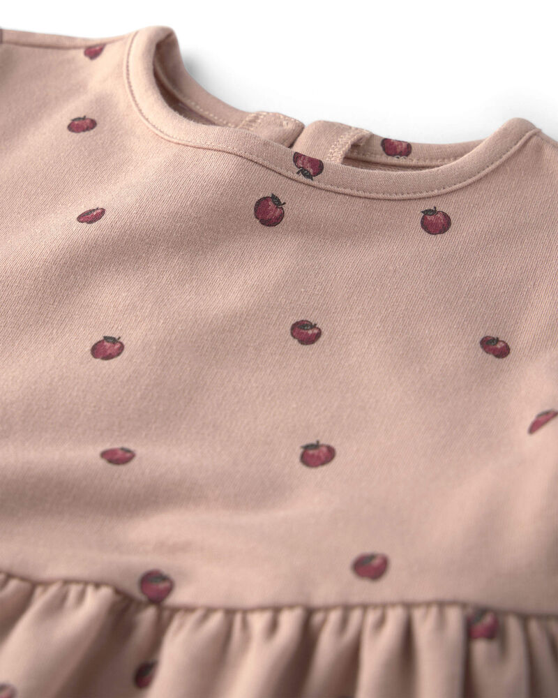 B&eacute;b&eacute; fille - Robe en jersey bouclette de coton biologique &agrave; motif pomme, image 5 sur 5 diapositives