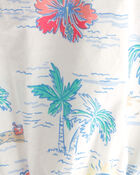 B&eacute;b&eacute; fille - Ensemble 2 pi&egrave;ces haut sans manches et short, palmier tropical &ndash; Brun/Blanc, image 3 sur 4 diapositives
