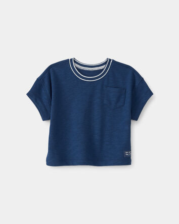 B&eacute;b&eacute; gar&ccedil;on - T-shirt en jersey bouclette avec poche &ndash; Bleu, 
