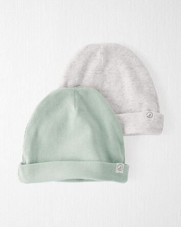 Baby 2-Pack Organic Cotton Rib Caps, 