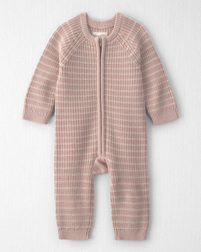 Baby Girl Organic Cotton Sweater Knit Jumpsuit, image 1 of 4 slides