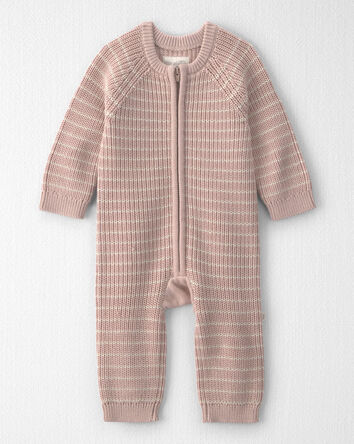 Baby Girl Organic Cotton Sweater Knit Jumpsuit, 