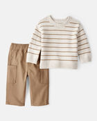 Baby Boy 2-Piece Long-Sleeve Tee & Pant Set - White, image 1 of 6 slides