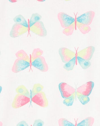 Kid Butterfly Print Snug Fit Cotton 4-Piece Pyjamas, 