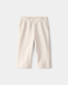 Baby Girl French Terry Wide-Leg Active Pants - Ivory, image 1 of 4 slides
