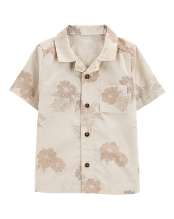 Baby Tropical Floral Woven Short-Sleeve Button-Down Shirt - Cream, 