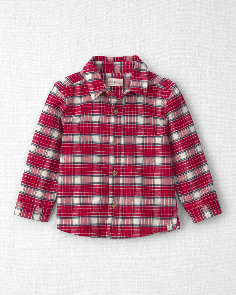 Toddler Boy Organic Cotton Flannel Button-Down Shirt, image 1 of 4 slides