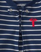Baby Boy Lobster 2-Way Zip 100% Cotton Sleeper - Blue, image 3 of 6 slides