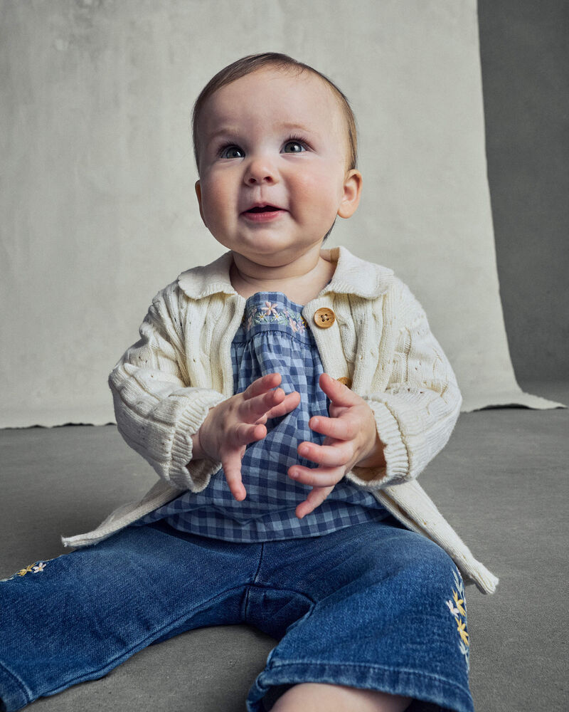 B&eacute;b&eacute; fille - Cardigan &agrave; motif jacquard &ndash; Cr&egrave;me, image 3 sur 6 diapositives