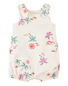 Baby Beach Print Cotton Romper, image 1 of 3 slides