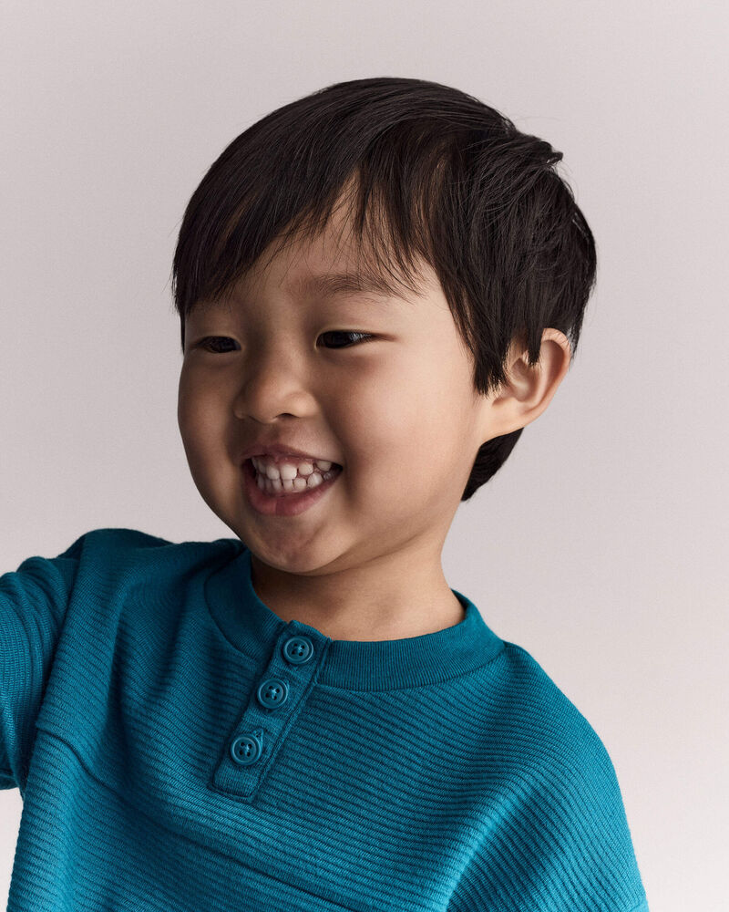 Tout-petit gar&ccedil;on - T-shirt henley - Vert, image 5 sur 6 diapositives