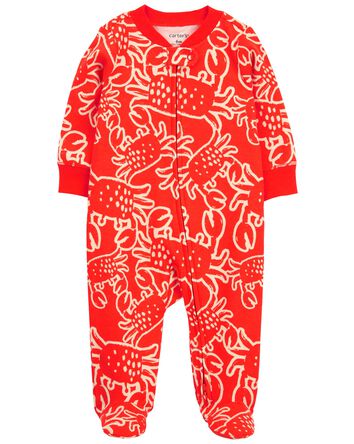 Crab Snap-Up Cotton Sleeper Pyjamas, 