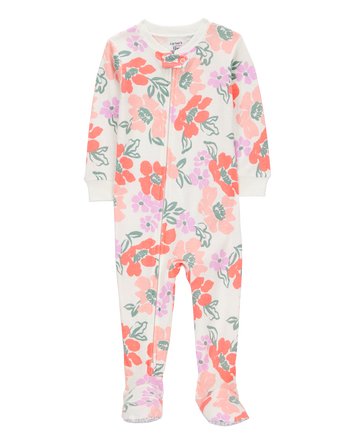 Bébé Pyjama 1 pièce à pieds en coton ajusté à imprimé fleuri, 