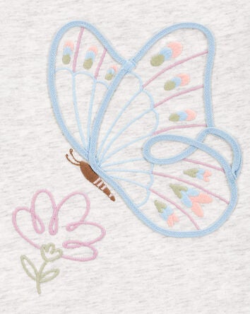 Toddler Butterfly Jersey Long-Sleeve Peplum Top - Grey, 