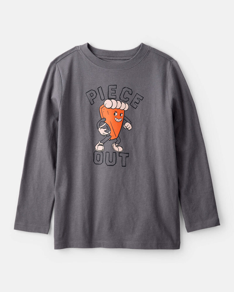Boys Thanksgiving Pie Long-Sleeve Graphic Tee - Grey, image 1 of 3 slides