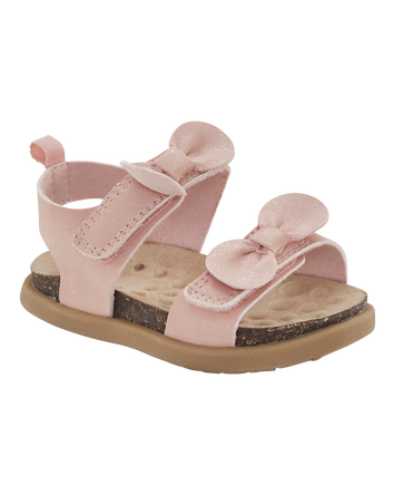 Every Step® First Walker Bow Faux Cork Sandals - Pink, 